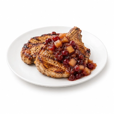 Fit AF Lean Grilled Pork Chops with Cranberry Apple Chutney