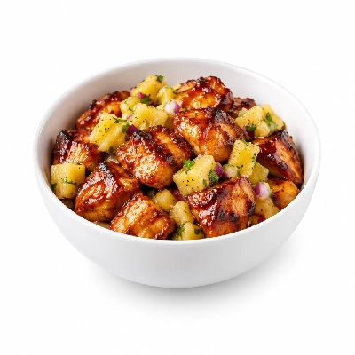 Fit AF Lean Hawaiian BBQ Chicken Bowl with Pineapple Salsa
