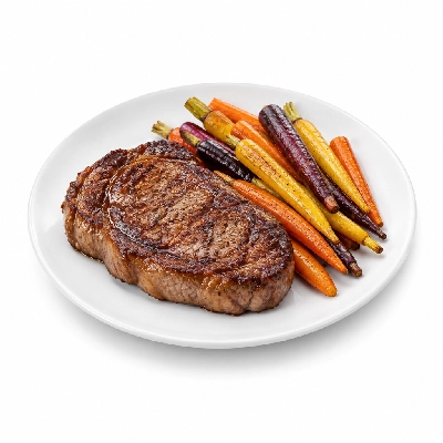 Fit AF Lean Low Carb Grass-Fed Steak with Thyme Roasted Rainbow Carrots