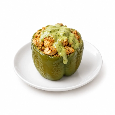 Fit AF Lean Mexican Chicken Stuffed Pepper with Avocado Silk