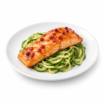 Fit AF Lean Orange Pomegranate Wild Salmon Over Zucchini Noodles