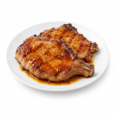 Fit AF Lean Peach Bourbon Grilled Pork Chops