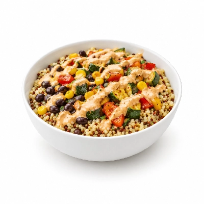 Fit AF Lean Quinoa Burrito Bowl with Chipotle Tahini Dressing