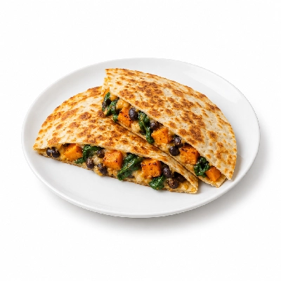 Fit AF Lean Roasted Sweet Potato Black Bean & Spinach Quesadilla on Low Carb Wrap