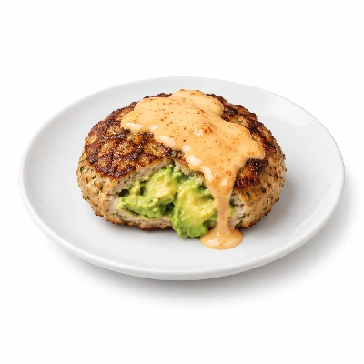 Fit AF Performance Avocado Stuffed Turkey Burger with Chipotle Aioli