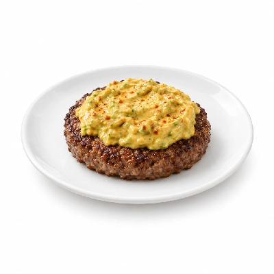 Fit AF Performance Bunless Grass-Fed Bison Burger with Harissa Avocado Mayo