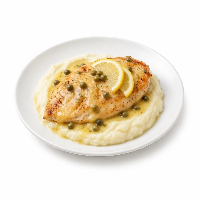 Fit AF Performance Chicken Piccata with Garlic Parmesan Cauliflower Mash