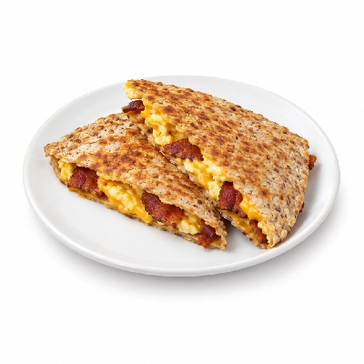 Fit AF Performance Crispy Turkey Bacon Ranch Breakfast Quesadilla on Sprouted Grain