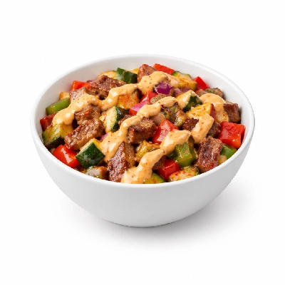 Fit AF Performance Egg Roll in a Bowl with Spicy Olive Oil Aioli