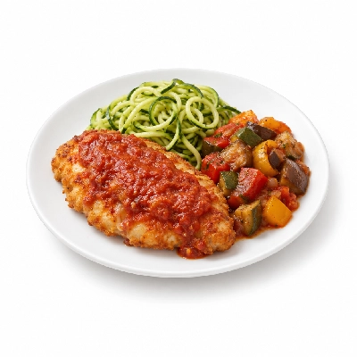 Fit AF Performance Free-Range Chicken Parm with Zucchini Noodles & Ratatouille