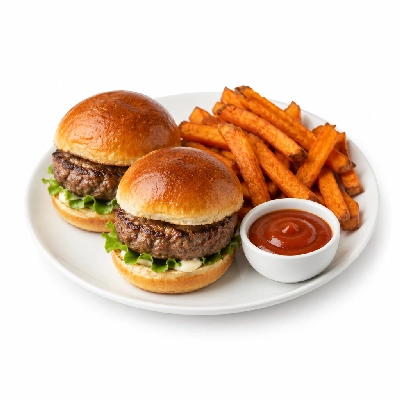Fit AF Performance Grass-Fed Beef Sliders with Sweet Potato Fries & Chipotle Ketchup