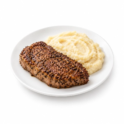 Fit AF Performance Grass-Fed Steak Au Poivre with Yucca Mash