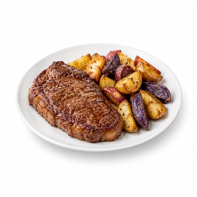 Fit AF Performance Grass-Fed Steak with Herb Roasted Rainbow Potatoes