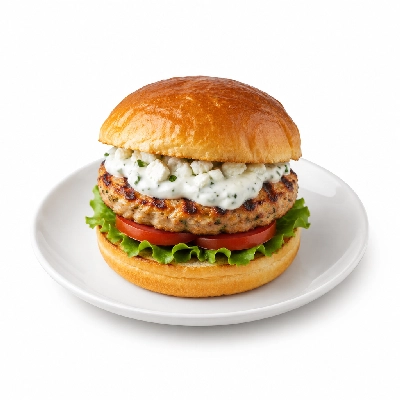 Fit AF Performance Greek Turkey Burger with Feta Tzatziki Sauce
