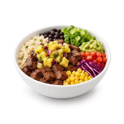 Fit AF Performance Grilled Steak Burrito Bowl with Pineapple Salsa