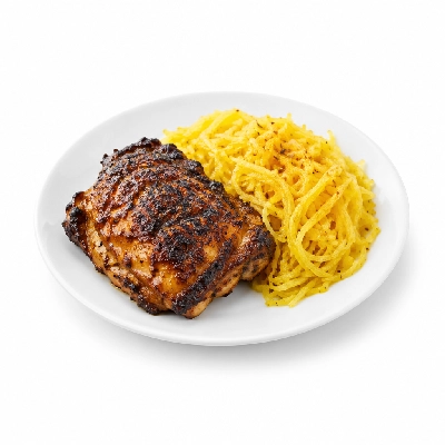 Fit AF Performance Jerk Chicken Thigh with Curried Spaghetti Squash