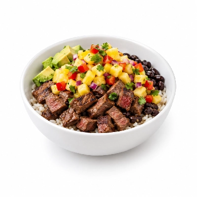 Fit AF Performance Low Carb Steak Burrito Bowl with Pineapple Salsa