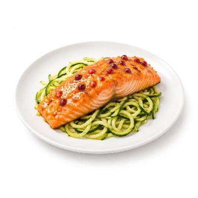 Fit AF Performance Orange Pomegranate Wild Salmon Over Zucchini Noodles
