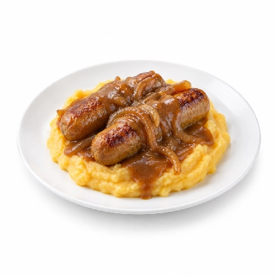 Fit AF Performance Plant-Based Special Beyond Meat Bratwurst with Rutabaga Mash & Onion Gravy