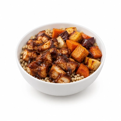 Fit AF Performance Roasted Root Veggie BBQ Chicken Burrito Bowl