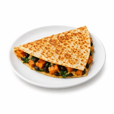 Fit AF Performance Roasted Sweet Potato Black Bean & Spinach Quesadilla on Low Carb Wrap