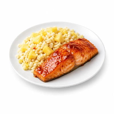 Fit AF Performance Sweet Chili Glazed Wild Salmon with Pineapple Fried Cauliflower Rice