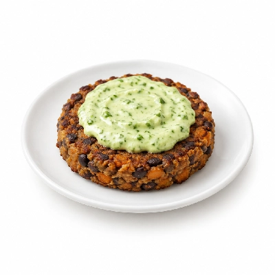 Fit AF Performance Sweet Potato Black Bean Burger with Cilantro-Lime Olive Oil Aioli