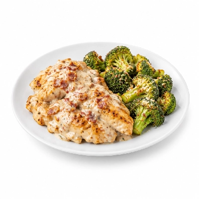 Fit AF Signature Bacon Ranch Free-Range Chicken with Parmesan Roasted Broccoli