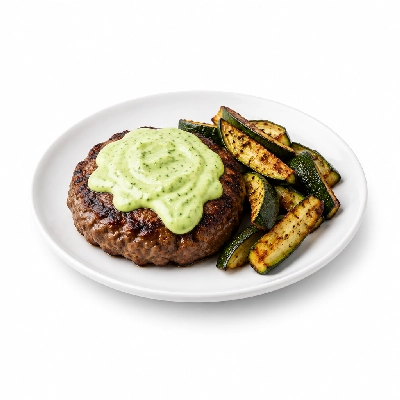 Fit AF Signature Bison Burger with Avocado Ranch & Roasted Zucchini Skins