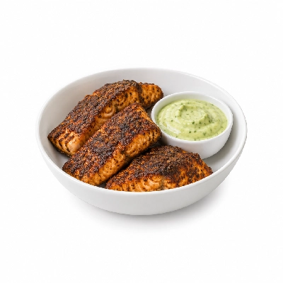 Fit AF Signature Blackened Wild Salmon Taco Bowl with Avocado Aioli