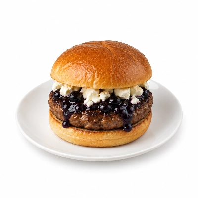 Fit AF Signature Blueberry BBQ & Goat Cheese Grass-Fed Burger