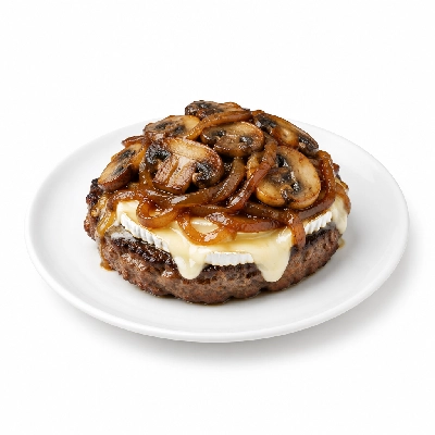 Fit AF Signature Bunless Brie Mushroom & Caramelized Onion Grass-Fed Burger