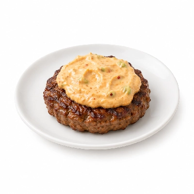 Fit AF Signature Bunless Grass-Fed Bison Burger with Harissa Avocado Mayo