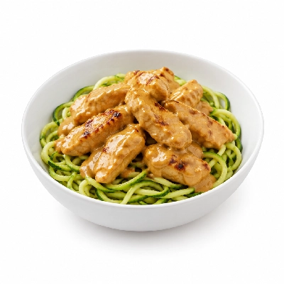 Fit AF Signature Chicken Satay with Peanut-Coconut Thai Sauce Over Zoodles