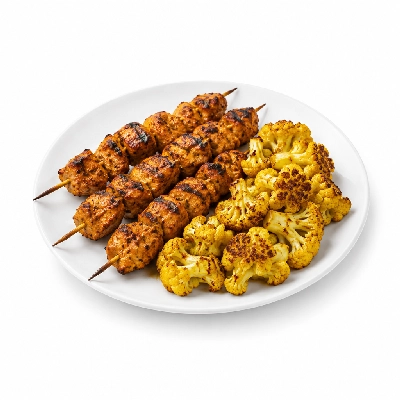Fit AF Signature Chicken Spiedies with Turmeric Roasted Cauliflower