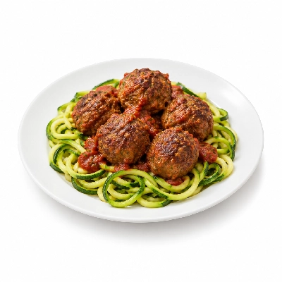 Fit AF Signature Free-Range Bison Italian Meatballs Over Zucchini Noodles