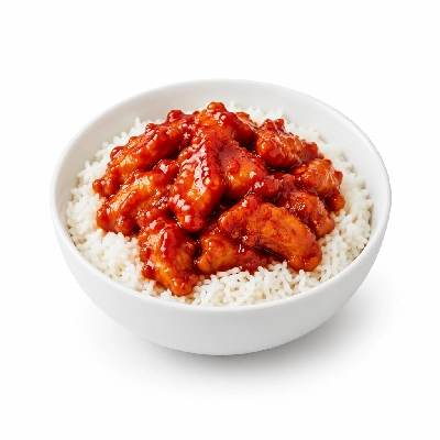 Fit AF Signature Free-Range Red Dragon Chicken Over Jasmine Rice