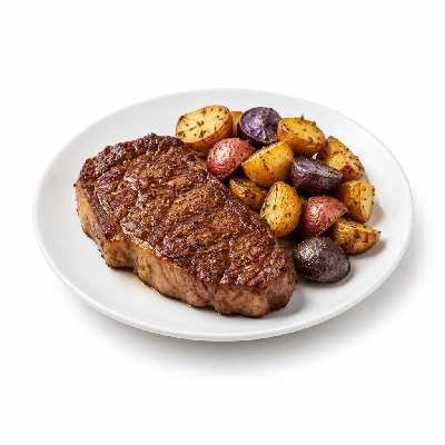 Fit AF Signature Grass-Fed Steak with Herb Roasted Rainbow Potatoes