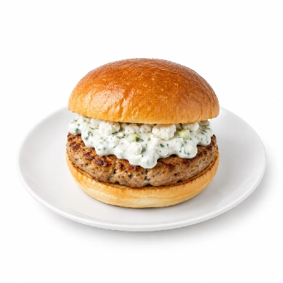 Fit AF Signature Greek Turkey Burger with Feta Tzatziki Sauce