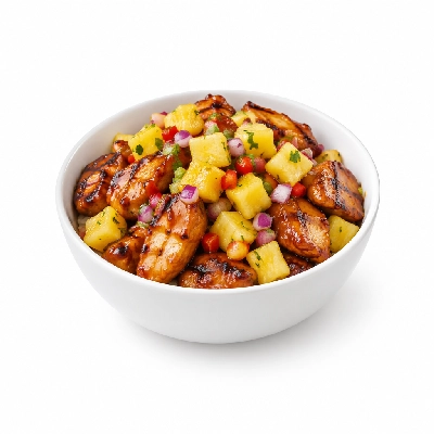 Fit AF Signature Hawaiian BBQ Chicken Bowl with Pineapple Salsa