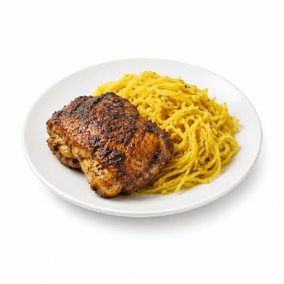 Fit AF Signature Jerk Chicken Thigh with Curried Spaghetti Squash