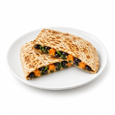 Fit AF Signature Roasted Sweet Potato Black Bean & Spinach Quesadilla on Low Carb Wrap