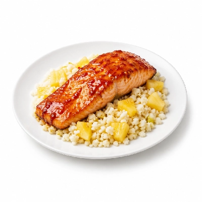 Fit AF Signature Sweet Chili Glazed Wild Salmon with Pineapple Fried Cauliflower Rice