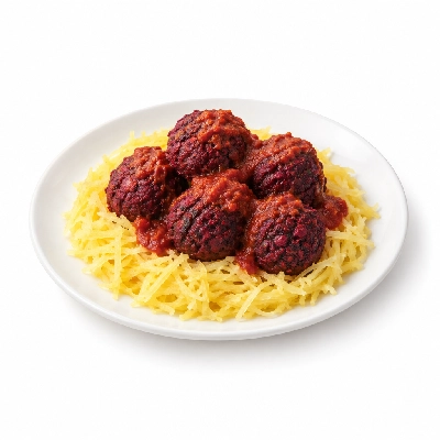 Fit AF Signature Vegan Beetballs Over Spaghetti Squash