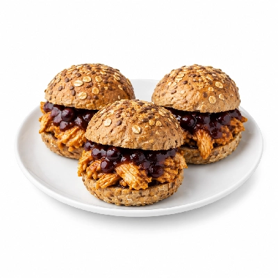Fit AF Signature Wild Blueberry BBQ Chicken Sliders on Sprouted Grain