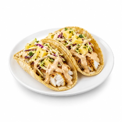 Fit AF Signature Wild Cod Tacos with Chipotle Aioli & Pineapple Slaw