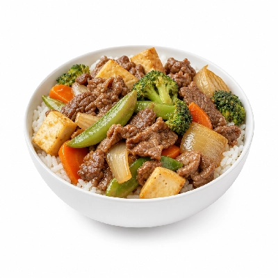 Flame Broiler Bowl the Works with White Rice