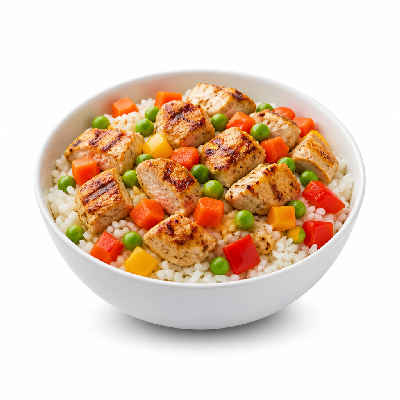 Flame Broiler Chicken Veggie Bowl White Rice