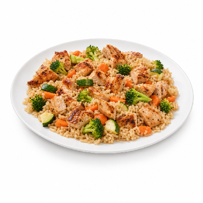 Flame Broiler Chicken Veggie Bowl with Brown Rice