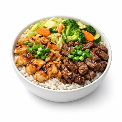 Flame Broiler Half and Half Bowl White Rice